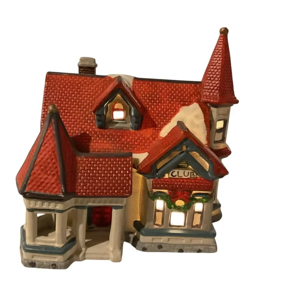 Dickens Keepsake Victorian Club House Christmas Village Ceramic Building 1995‎